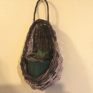 Decorative Wicker Wall Pocket Boho Planter 12" Basket